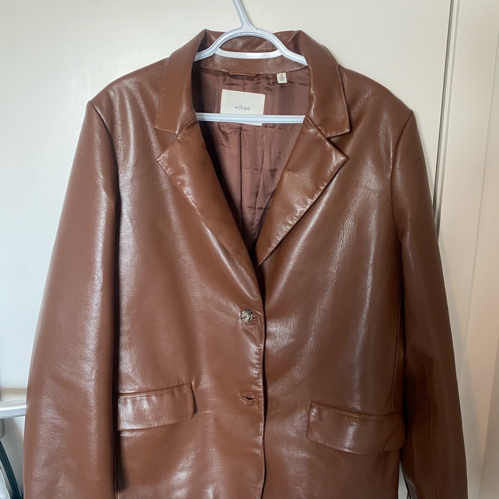 Wilfred Brown Leather Jacket Classic Blazer Style